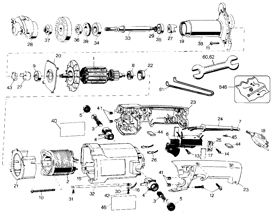 Default Diagram and Parts List for B4267 Type 1 Black and Decker Grinder